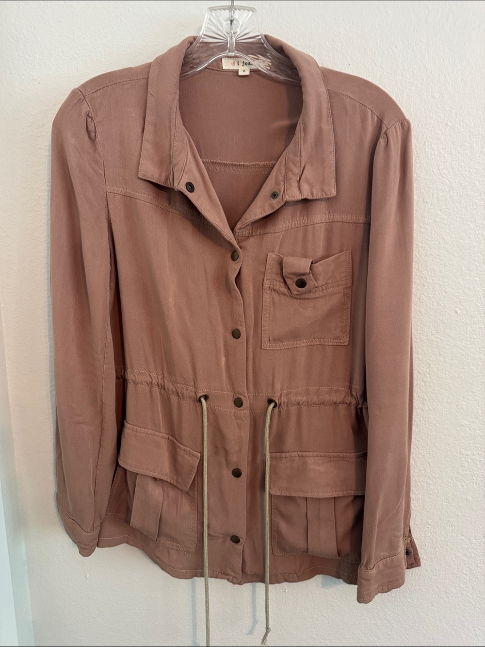 Women's Utility Jacket in Mauve with Drawstring Waist